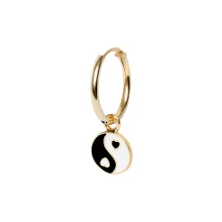 Tomfoolery Gold Black Yin Yang Single Hoop Earring Sale