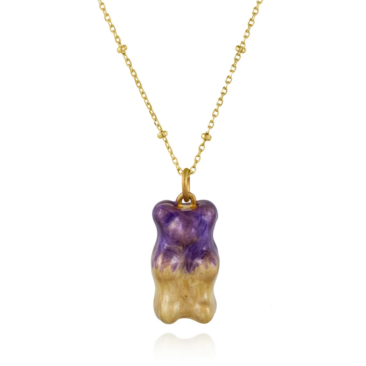 Tomfoolery Gold Chain Ombre Gummy Bear Necklace Fashion