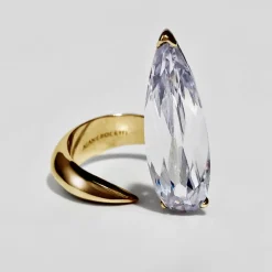 Tomfoolery Gold Clear Crystal Sharp Alien Ring Outlet