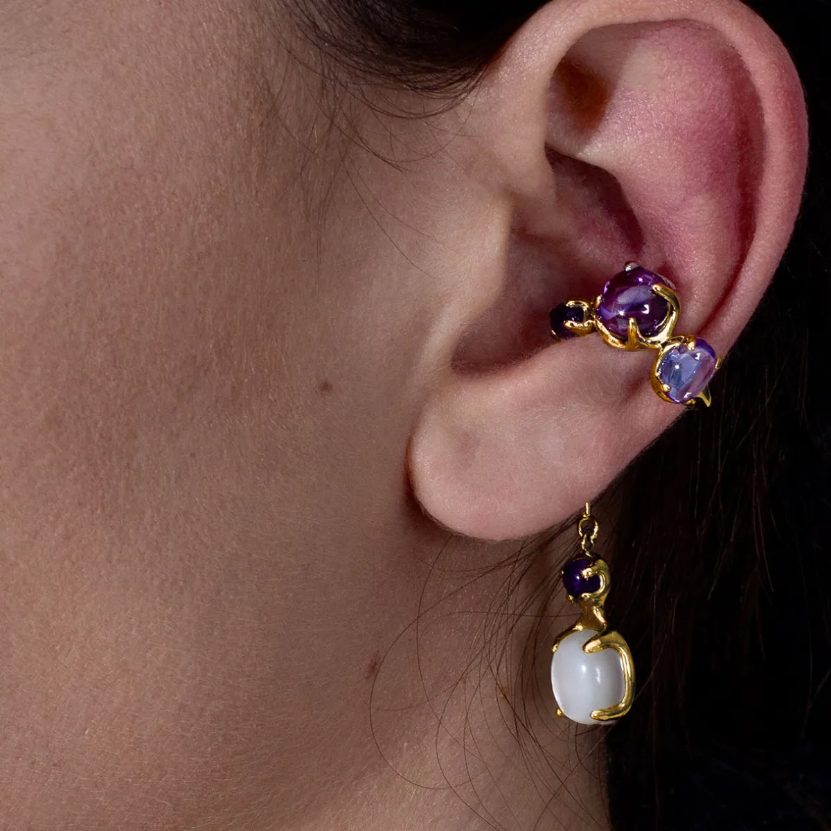 Tomfoolery Gold Clear Drip Ear Cuff Hot