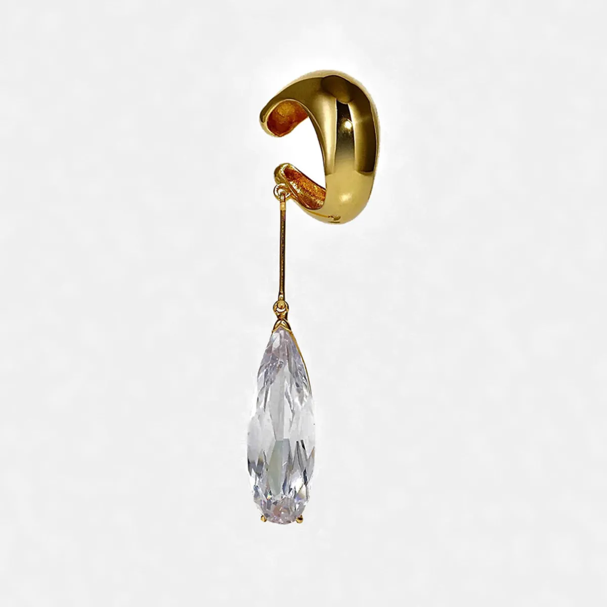 Tomfoolery Gold Clear Teardrop Ear Cuff Hot