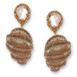 Tomfoolery Gold Conch Beaded Earrings Hot