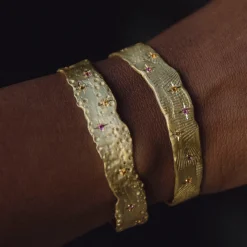 Tomfoolery Gold Concha Estrellas Cuff Bracelet with Sapphires Best