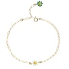 Tomfoolery Gold Daisy Paperclip Bracelet in White & Green Sale