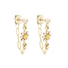 Tomfoolery Gold Daisy Paperclip Earrings in White Online