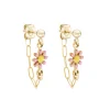 Tomfoolery Gold Daisy Paperclip Earrings in Pink Fashion