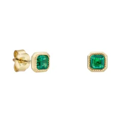 Tomfoolery Gold Emerald Studs Clearance
