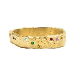 Tomfoolery Gold Erizo Ring with Rainbow Sapphires Clearance