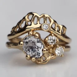 Tomfoolery Gold Eternity Coral Ring Hot