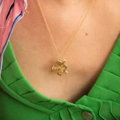 Tomfoolery Gold Floral Puzzle Piece Necklace Clearance