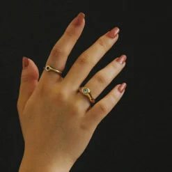 Tomfoolery Gold Gemstone Curved Bae Ring Hot