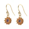 Tomfoolery Gold Gemstone Dahlia Drop Earrings Fashion
