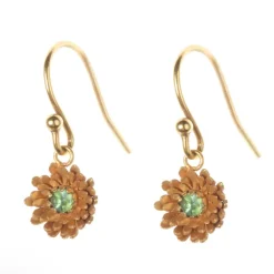 Tomfoolery Gold Gemstone Dahlia Drop Earrings Fashion