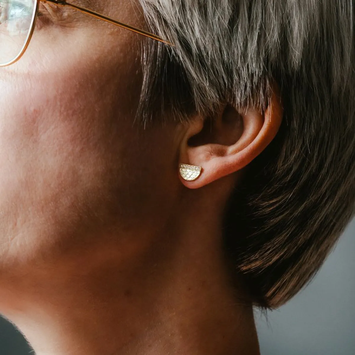 Tomfoolery Gold Half Moon Studs Clearance
