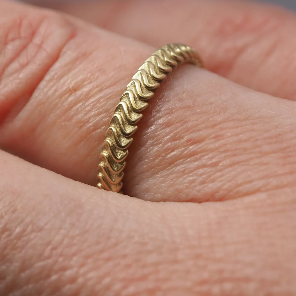 Tomfoolery Gold Harmonic Ripple Wedding Band Outlet