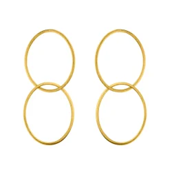 Tomfoolery Gold Harmonious Double Oval Drop Earrings Hot