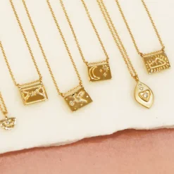 Tomfoolery Gold Heart Postcard Charm Necklace Sale