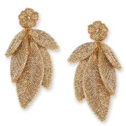 Tomfoolery Gold Leaf Beaded Earrings Outlet