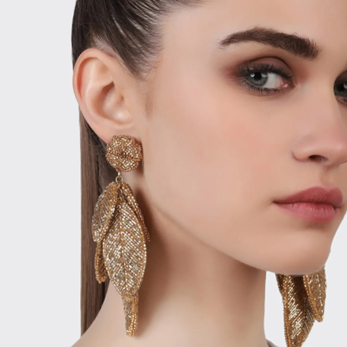 Tomfoolery Gold Leaf Beaded Earrings Outlet