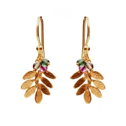 Tomfoolery Gold Leaves & Tourmaline Hook Earrings Discount