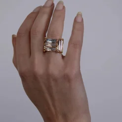 Tomfoolery Gold Lilac Crystallised Armour Ring Online