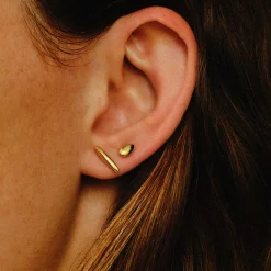Tomfoolery Gold Long Pebble Studs Sale