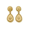 Tomfoolery Gold Love of Nature Heart & Flower Drop Earrings Best