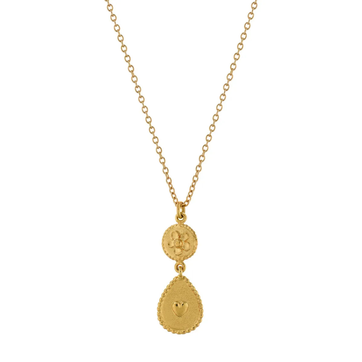 Tomfoolery Gold Love of Nature Heart & Flower Drop Pendant Sale