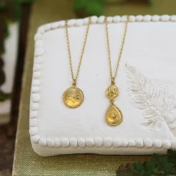 Tomfoolery Gold Love of Nature Heart & Flower Drop Pendant Sale