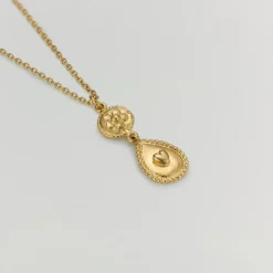 Tomfoolery Gold Love of Nature Heart & Flower Drop Pendant Sale