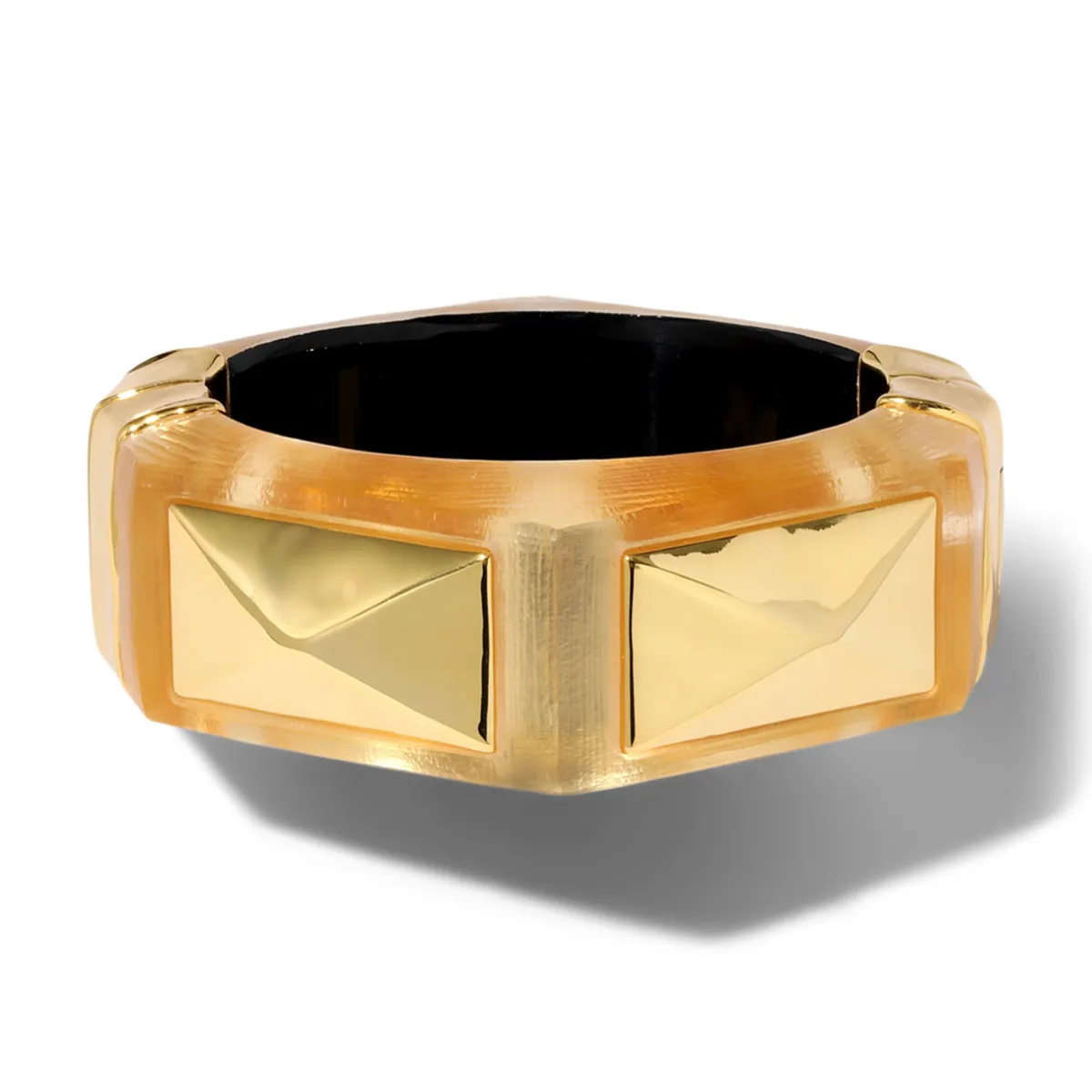 Tomfoolery Gold Luminous Lucite Armour Hinge Bracelet Hot