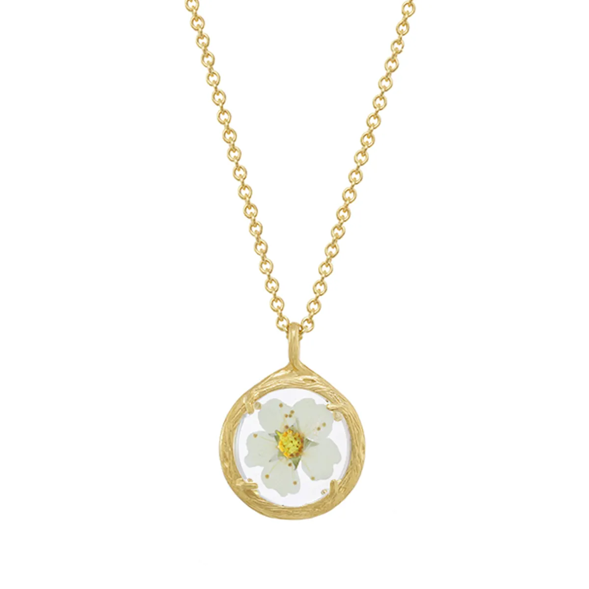 Tomfoolery Gold Mini Glass Floral Necklace in Bridal Wreath Online