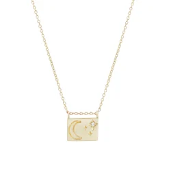 Tomfoolery Gold Moon & Stars Postcard Charm Necklace Fashion