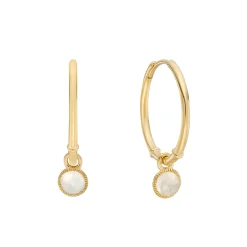 Tomfoolery Gold Moonstone Drop Hoop Earrings Fashion