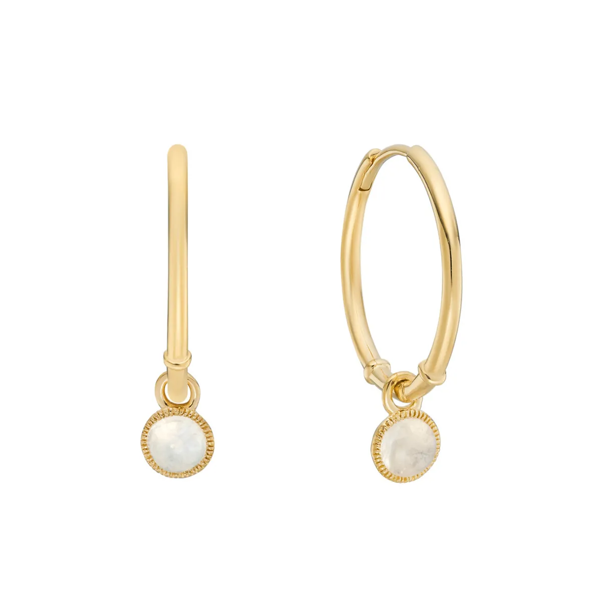 Tomfoolery Gold Moonstone Drop Hoop Earrings Fashion