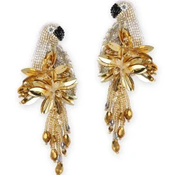 Tomfoolery Gold Parrot Beaded Earrings Outlet