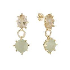 Tomfoolery Gold Pebble Duo Gemstone Drop Earrings Outlet