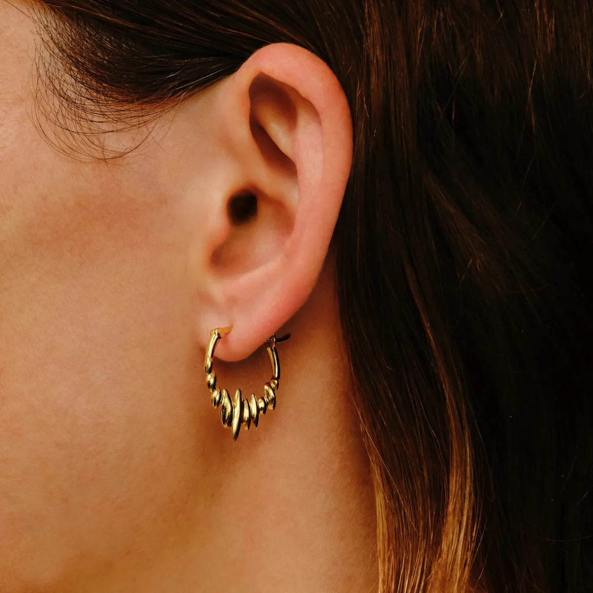 Tomfoolery Gold Pebble Hoops Outlet