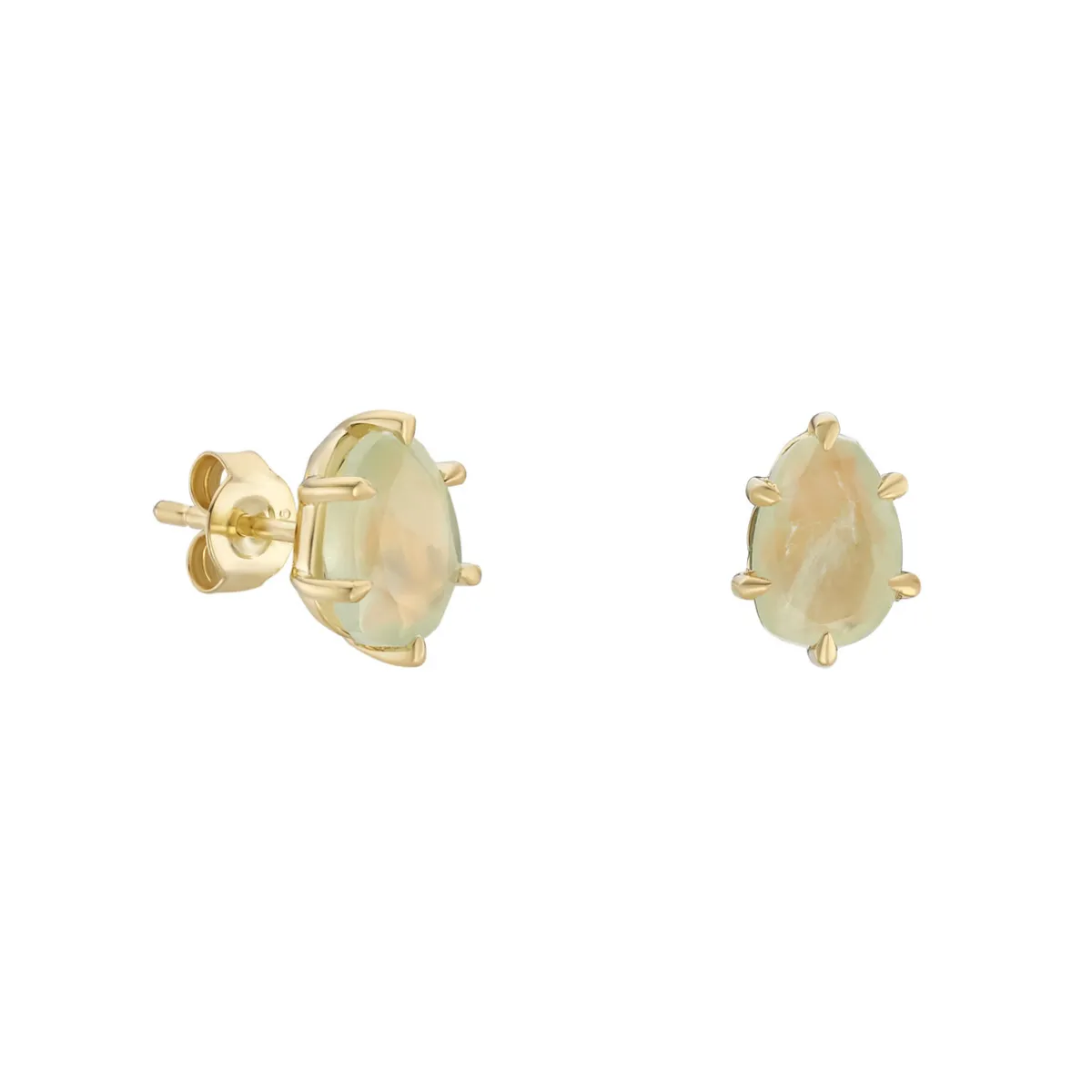 Tomfoolery Gold Pebble Oval Prehnite Studs Discount