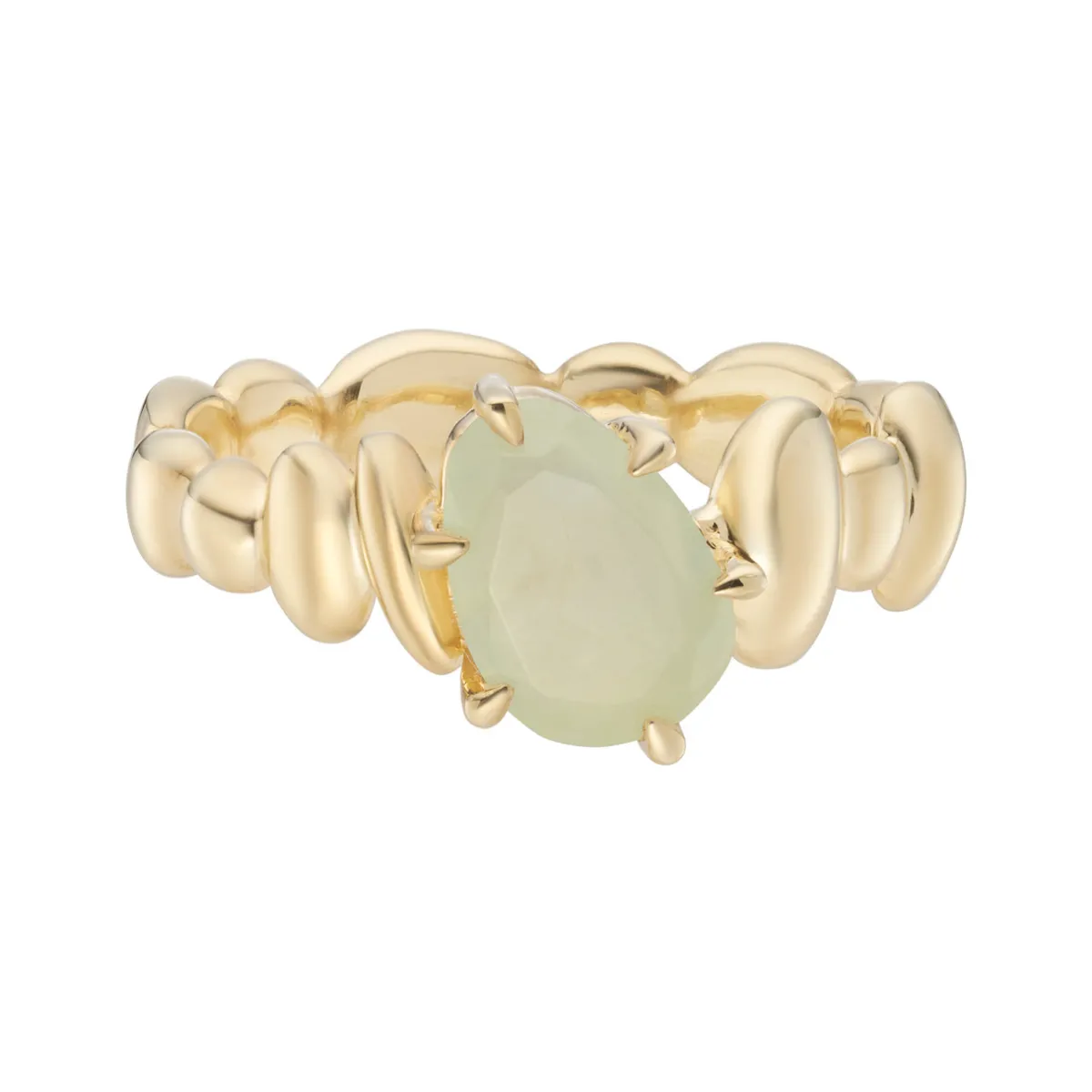 Tomfoolery Gold Pebble Prehnite Balance Ring Sale