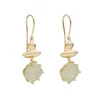 Tomfoolery Gold Pebble Prehnite Balance Drop Earrings New