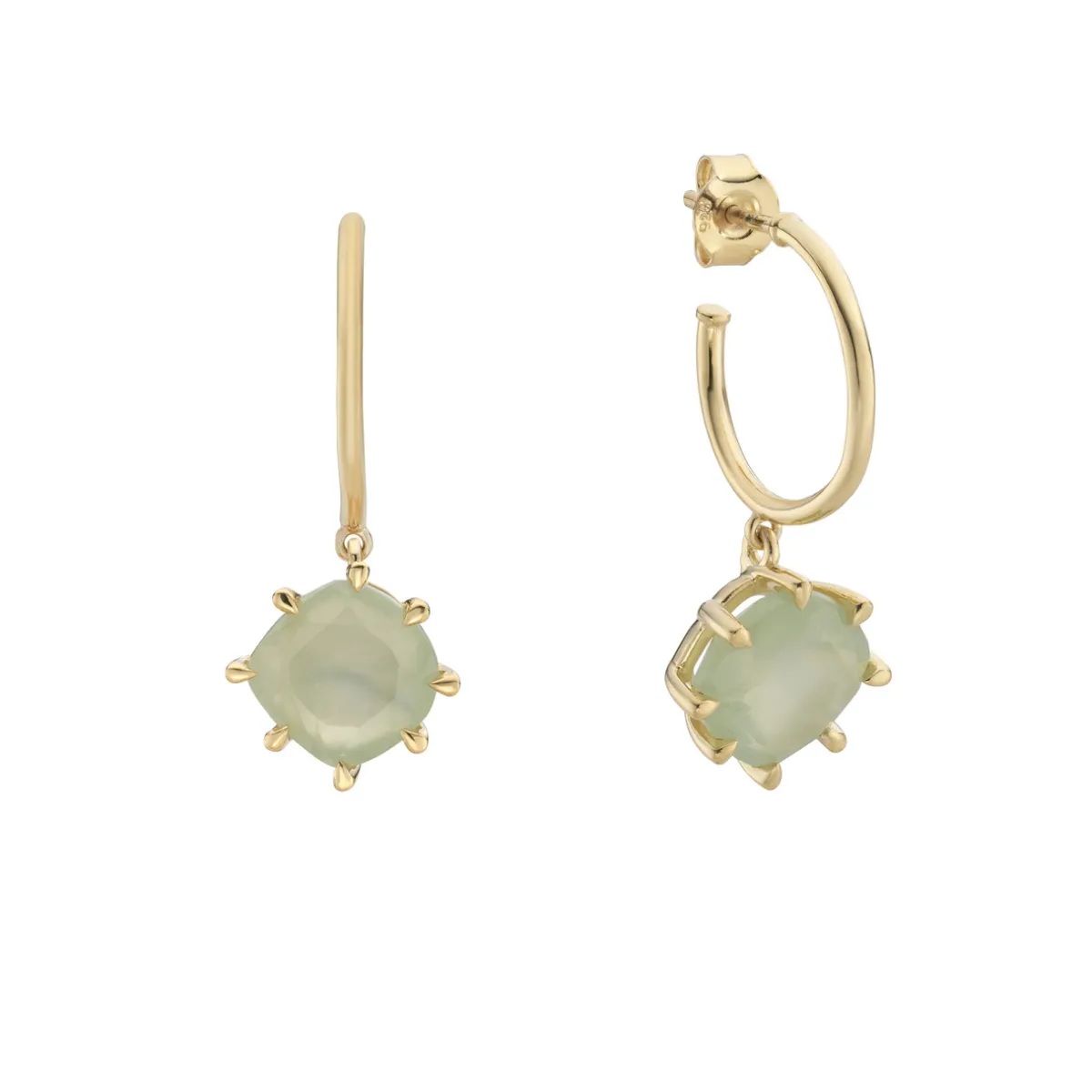 Tomfoolery Gold Pebble Prehnite Drop Hoops Hot