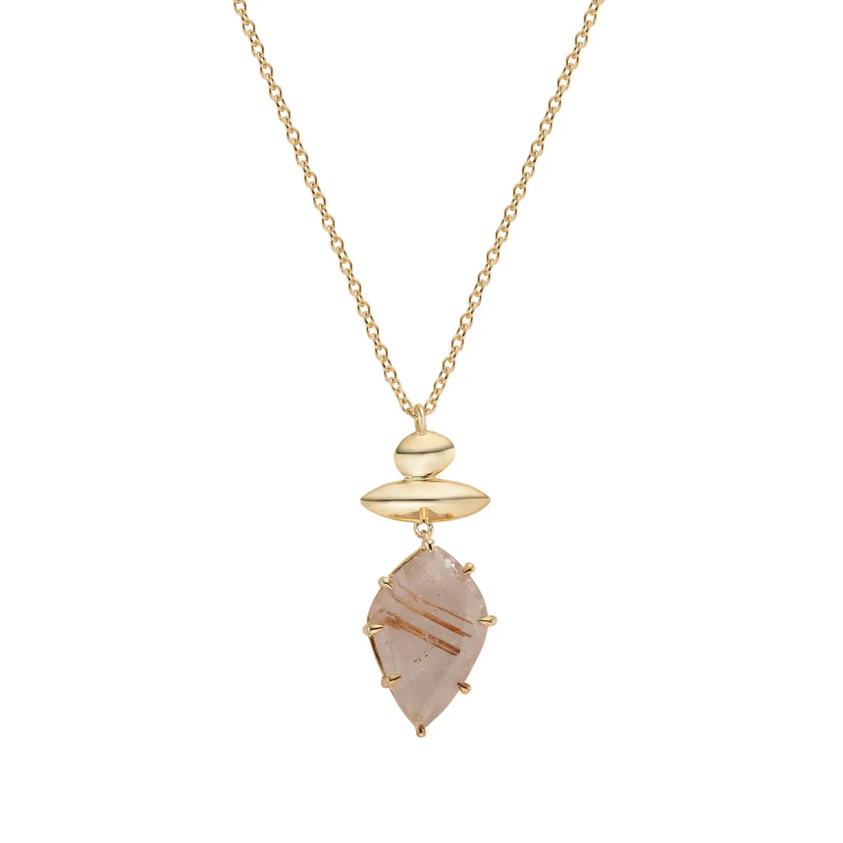 Tomfoolery Gold Pebble Rutilated Quartz Balance Pendant Discount