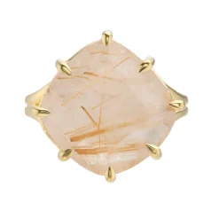 Tomfoolery Gold Pebble Rutilated Quartz Ring Sale