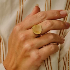 Tomfoolery Gold Pebble Rutilated Quartz Ring Sale