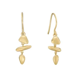 Tomfoolery Gold Pebble Trio Drop Earrings Hot