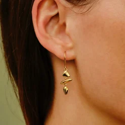 Tomfoolery Gold Pebble Trio Drop Earrings Hot