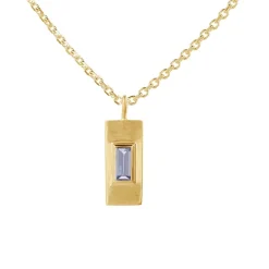 Tomfoolery Gold Plated Baguette Cut Gemstone Pendant Hot