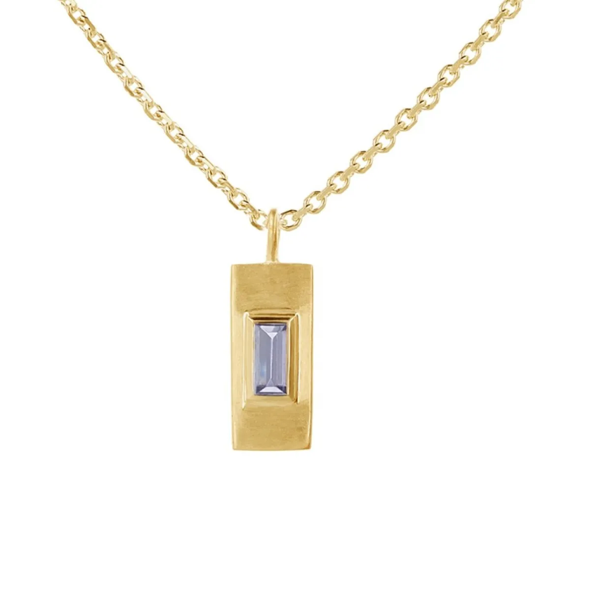 Tomfoolery Gold Plated Baguette Cut Gemstone Pendant Hot