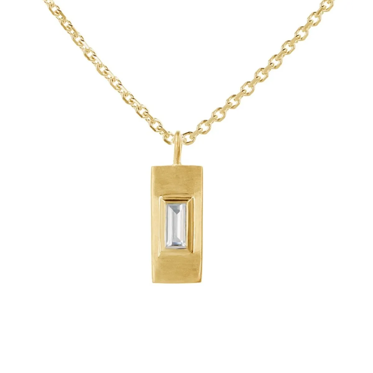 Tomfoolery Gold Plated Baguette Cut Gemstone Pendant Hot